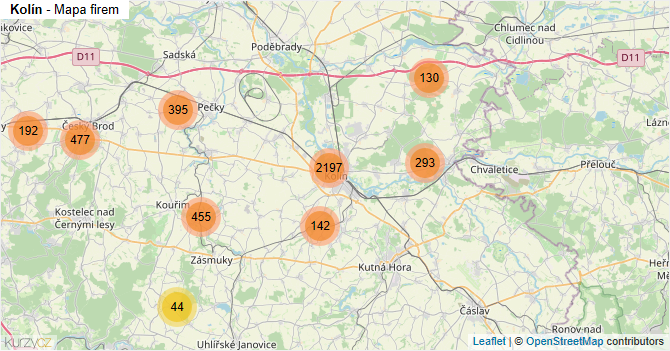 Kolín - mapa firem