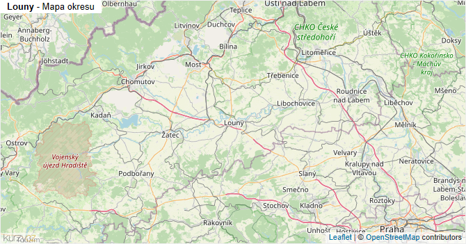 Louny - mapa okresu