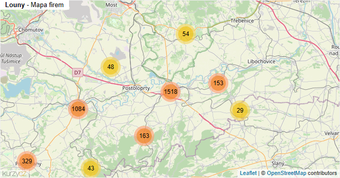 Louny - mapa firem