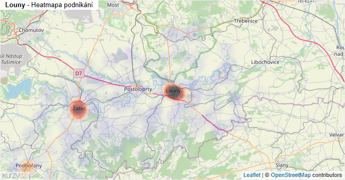 Louny - mapa podnikání