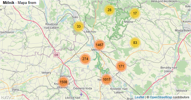 Mělník - mapa firem