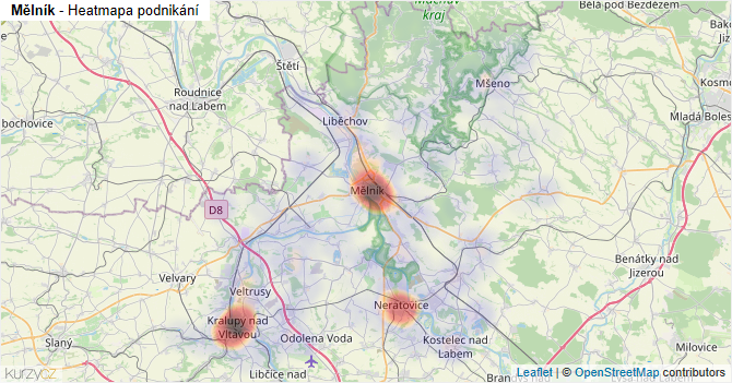 Mělník - mapa podnikání