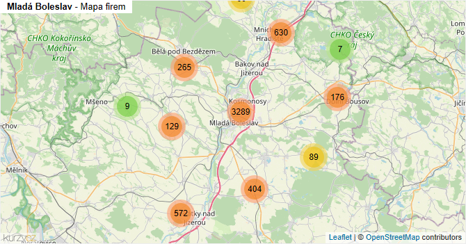 Mladá Boleslav - mapa firem