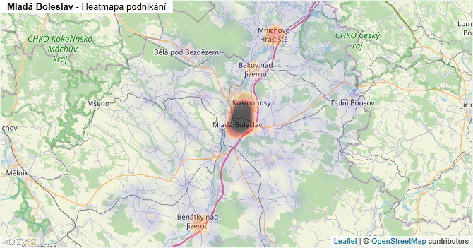 Mladá Boleslav - mapa podnikání