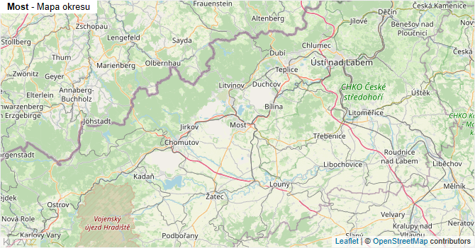 Most - mapa okresu