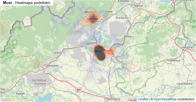 Most - mapa podnikání
