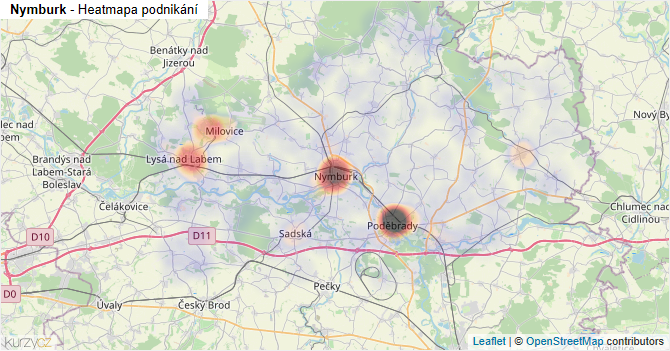 Nymburk - mapa podnikání