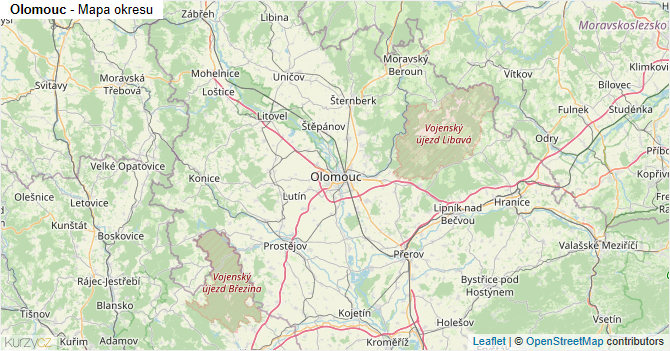 Olomouc - mapa okresu