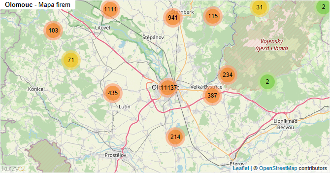 Olomouc - mapa firem