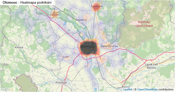 Olomouc - mapa podnikání