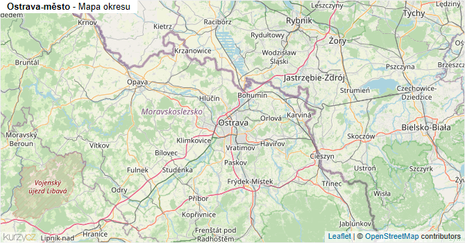 Ostrava-město - mapa okresu