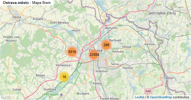 Ostrava-město - mapa firem