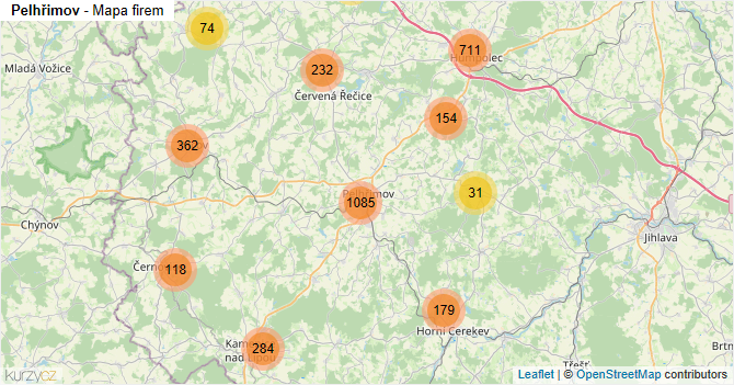 Pelhřimov - mapa firem