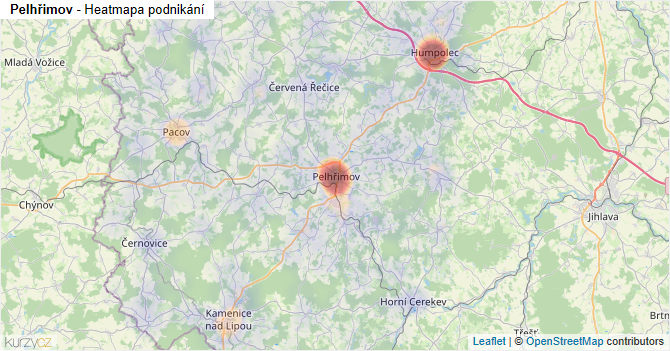 Pelhřimov - mapa podnikání