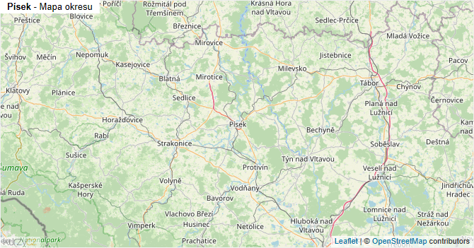 Písek - mapa okresu