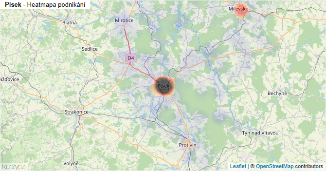 Písek - mapa podnikání