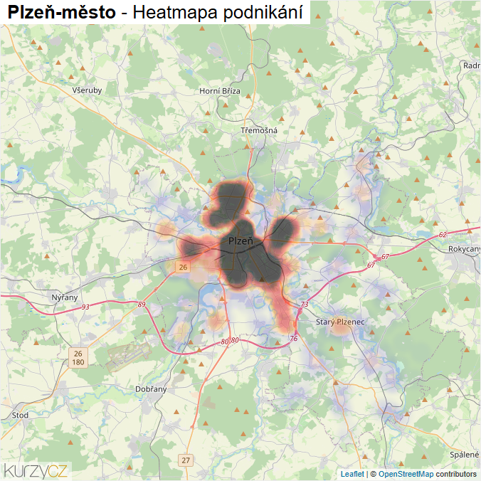 Mapa Plzeň-město - Firmy v okrese.
