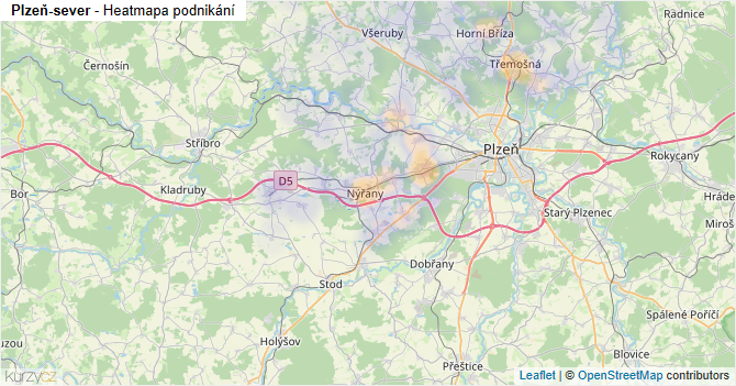 Plzeň-sever - mapa podnikání