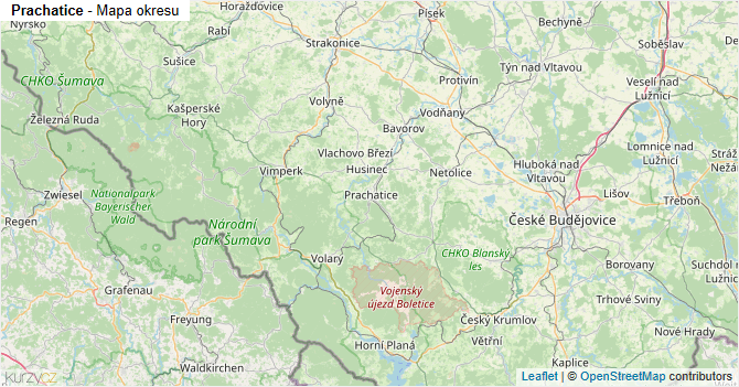 Prachatice - mapa okresu
