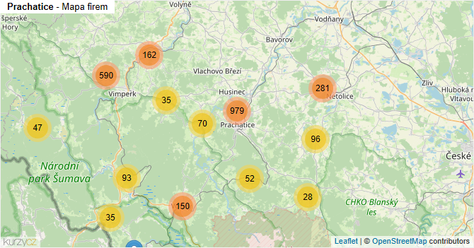 Prachatice - mapa firem