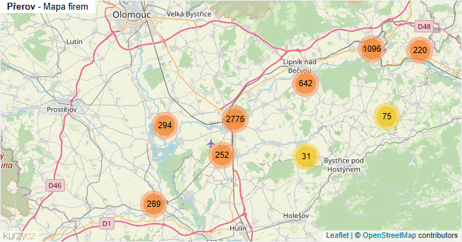 Přerov - mapa firem