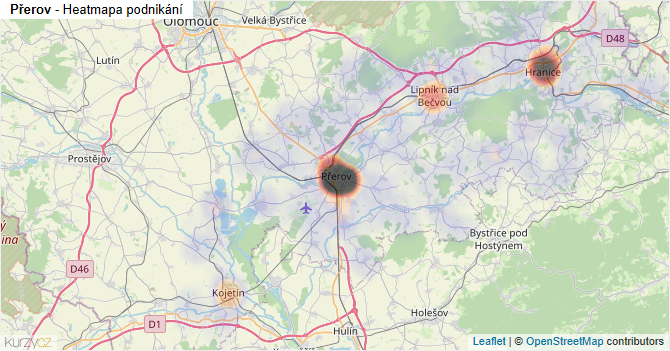 Přerov - mapa podnikání