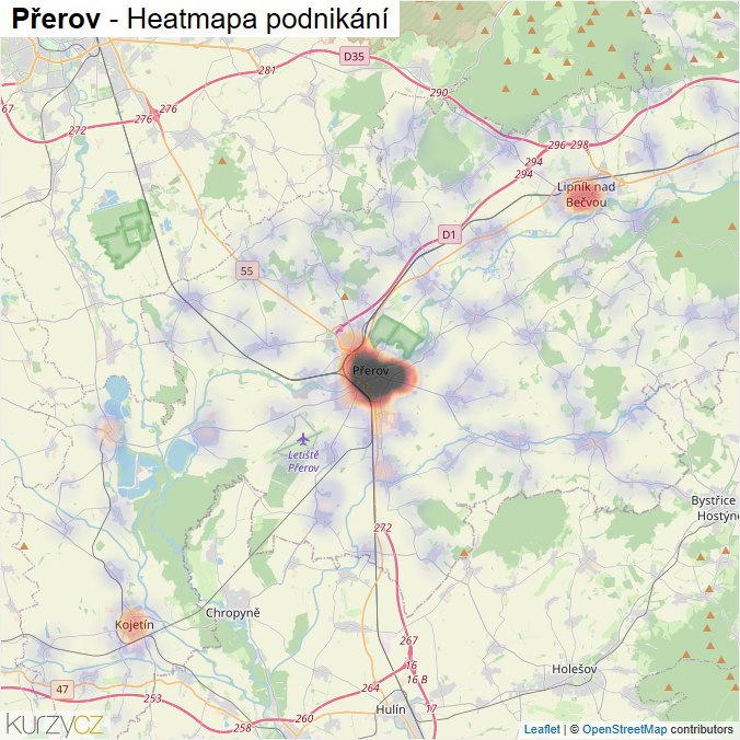 Mapa Přerov - Firmy v okrese.