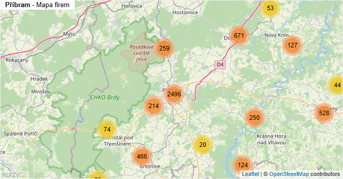 Příbram - mapa firem