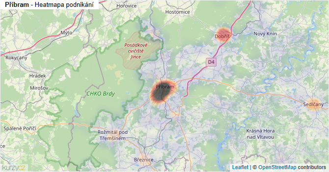 Příbram - mapa podnikání