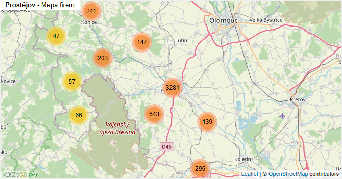 Prostějov - mapa firem