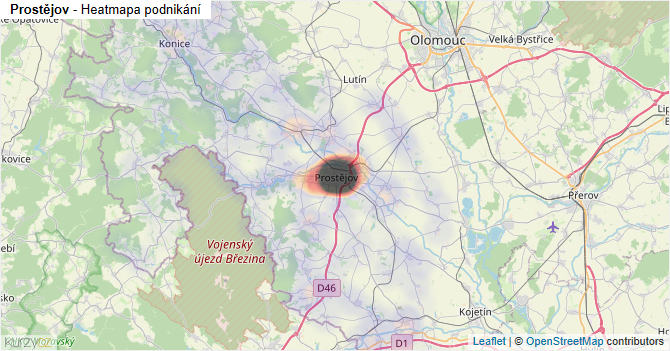 Prostějov - mapa podnikání