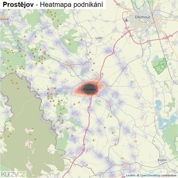 Mapa Prostějov - Firmy v okrese.