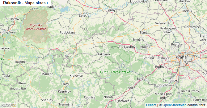 Rakovník - mapa okresu