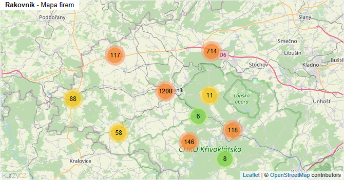 Rakovník - mapa firem
