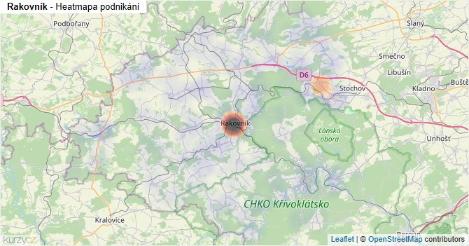 Rakovník - mapa podnikání
