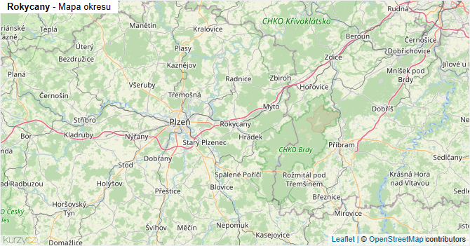 Rokycany - mapa okresu