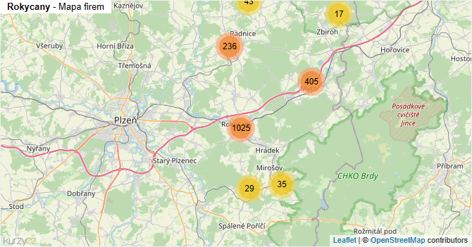 Rokycany - mapa firem