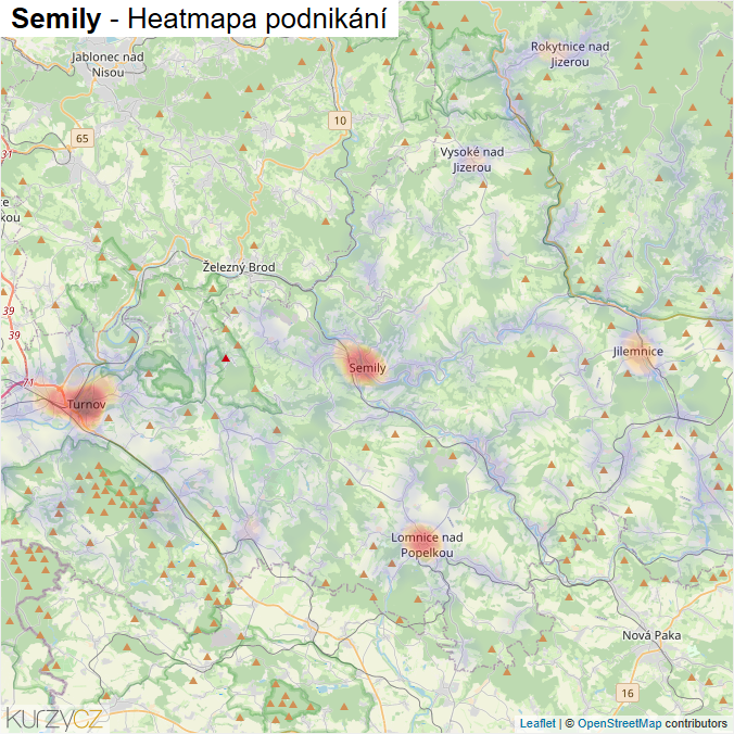 Mapa Semily - Firmy v okrese.