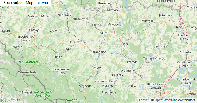 Strakonice - mapa okresu