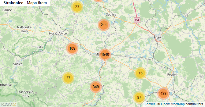 Strakonice - mapa firem