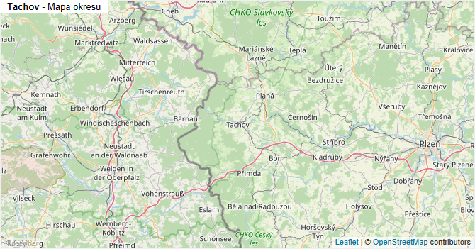 Tachov - mapa okresu