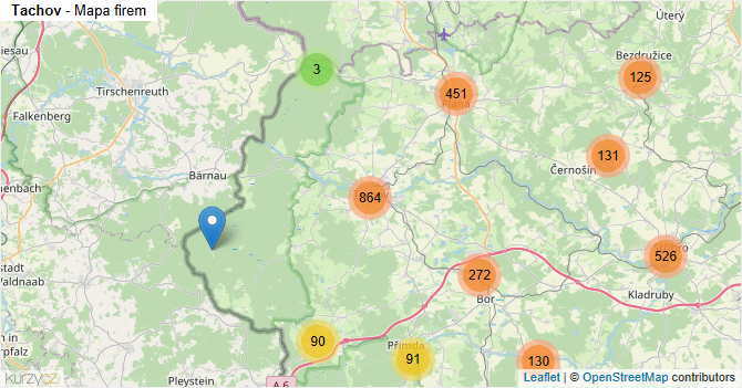 Tachov - mapa firem