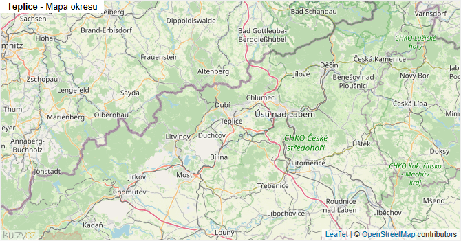 Teplice - mapa okresu
