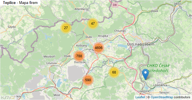 Teplice - mapa firem
