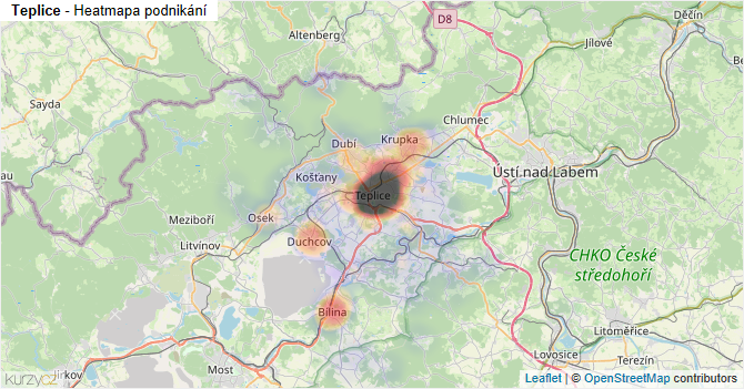 Teplice - mapa podnikání