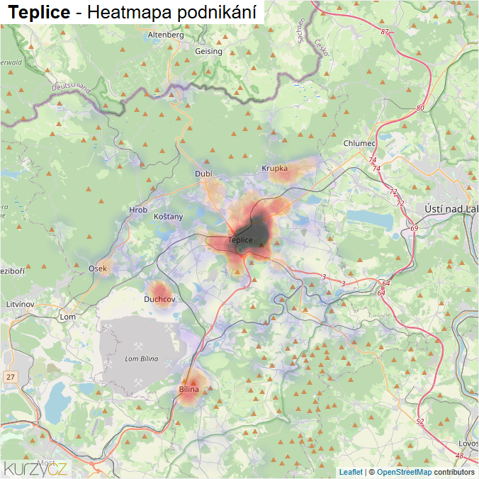 Mapa Teplice - Firmy v okrese.