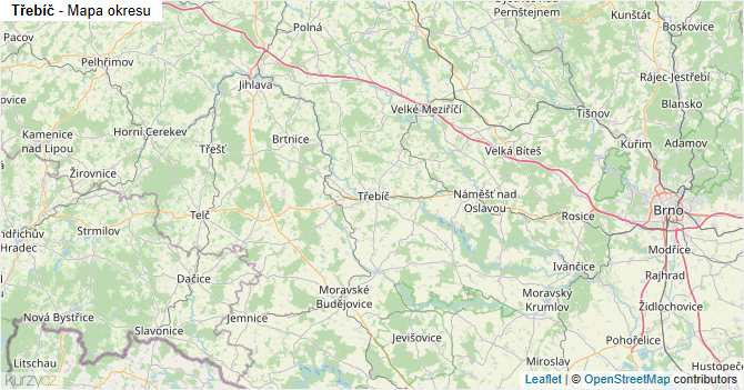 Třebíč - mapa okresu