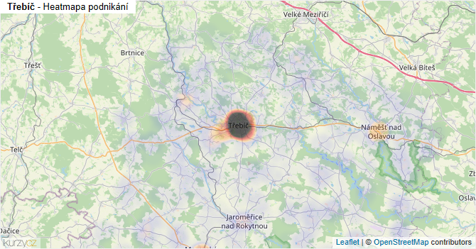 Třebíč - mapa podnikání