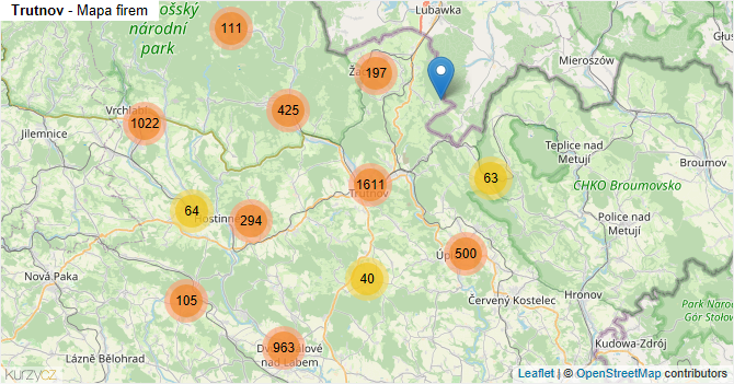 Trutnov - mapa firem
