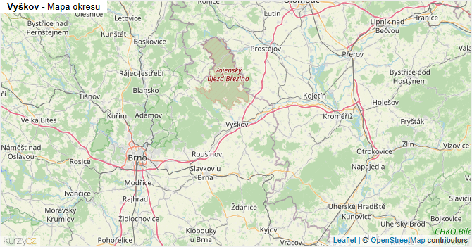 Vyškov - mapa okresu